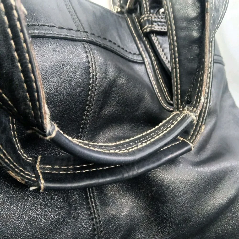 Coach Soho Pleated Black Leather Tote Bag F15045 Vintage Y2K